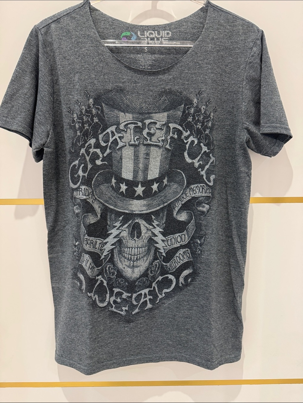 Liquid Blue Grateful Dead Gray White Charcoal Vintage Band  Tee Small